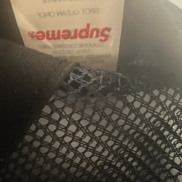 Supreme Navy Trucker Hat with White Logo - Picture 2 of 3